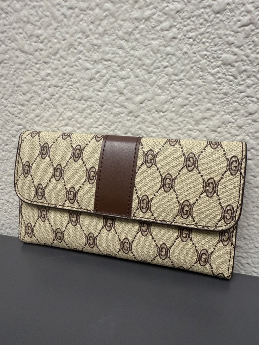 Vintage Monogram GG Canvas Continental Wallet in Beige and Brown